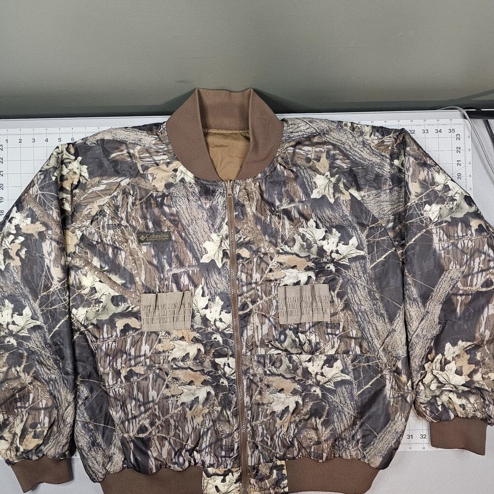 Vintage Columbia Interchange Jacket XXL Camouflage Brown Reversible Bomber Mossy